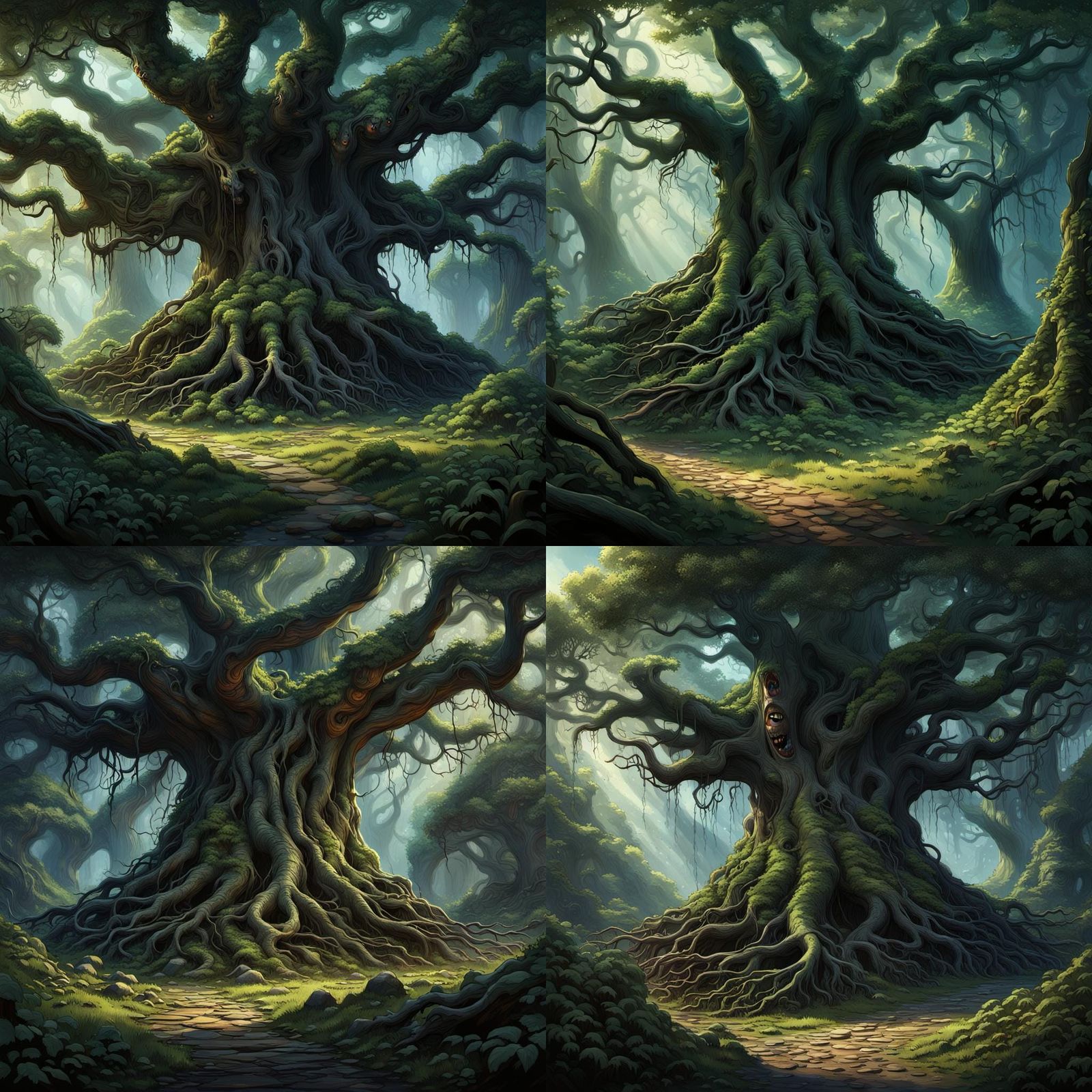 Eerie Island: Animated Ancient Trees in Dark Fantasy