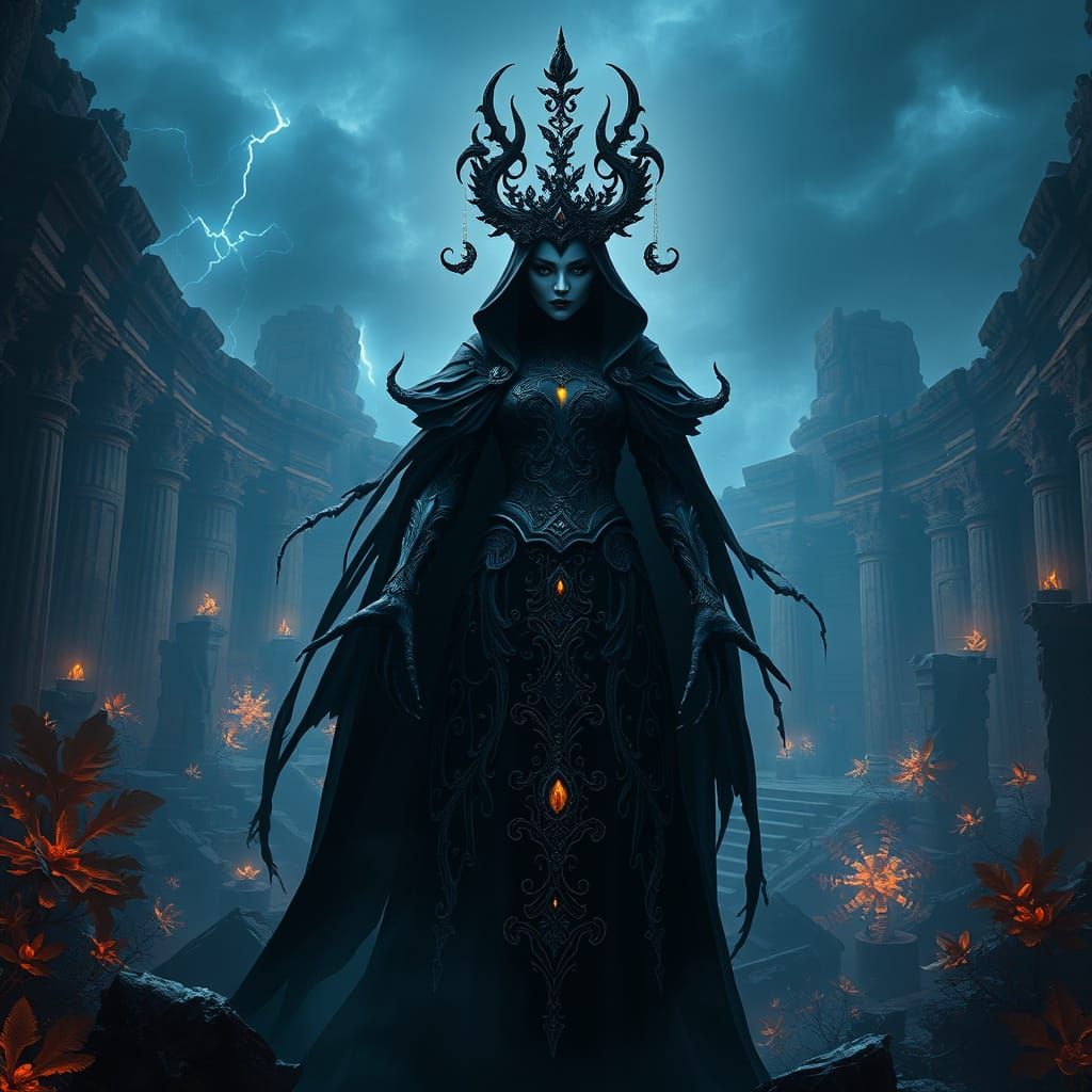 Mysterious Dark Goddess Reigns Over Ancient Ruins