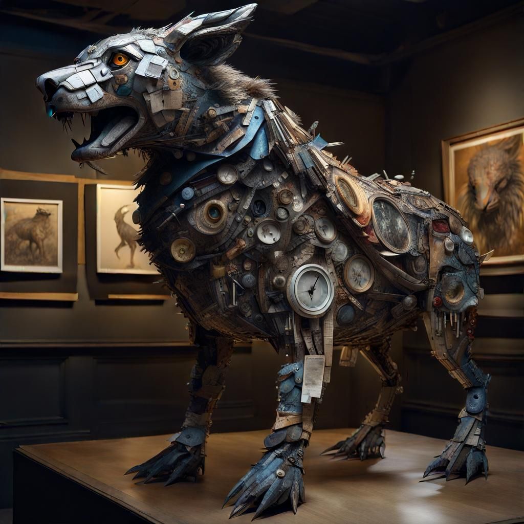 Art sculpture made of recycled material