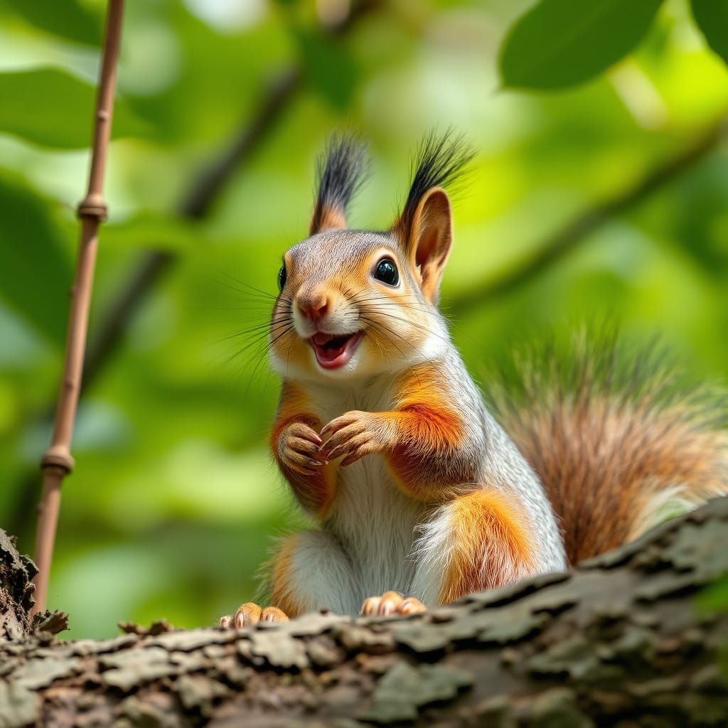 Laughing Squirrel Perched in a Tree