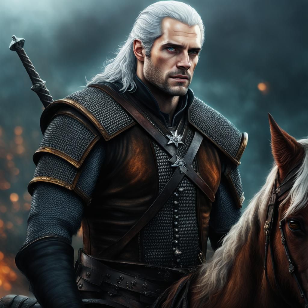 The Witcher with Amber Eyes: Detailed Digital Art