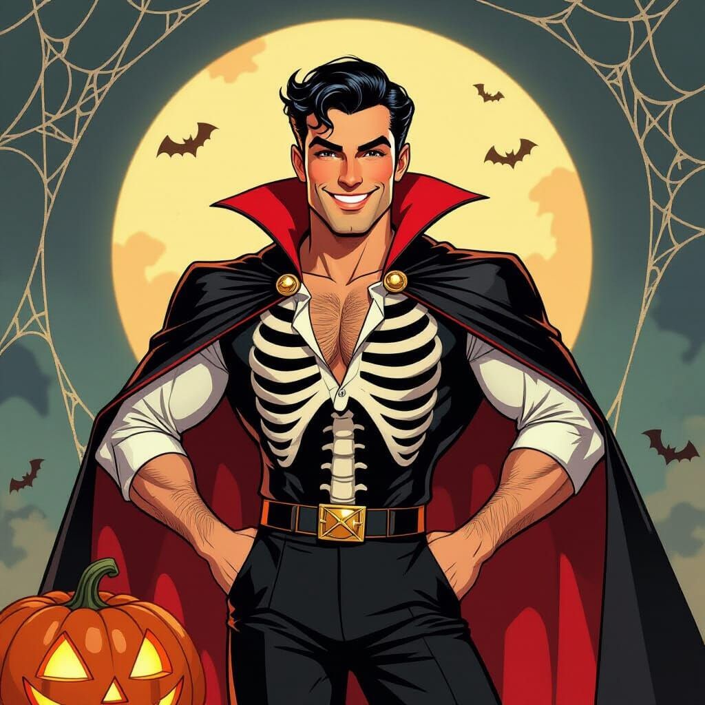 Vintage Vampire Pin-Up Halloween Art