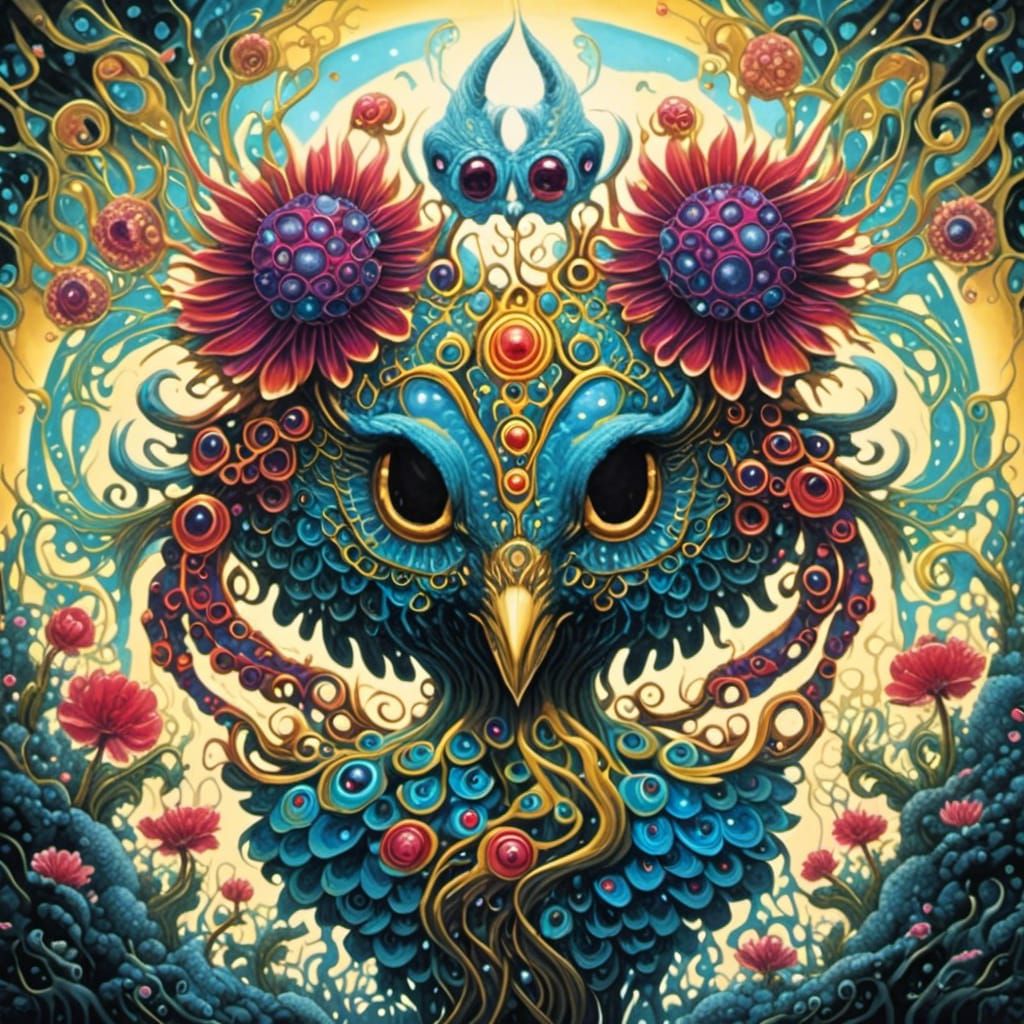 Ethereal Peacock in Alcohol Ink and Oil Paint