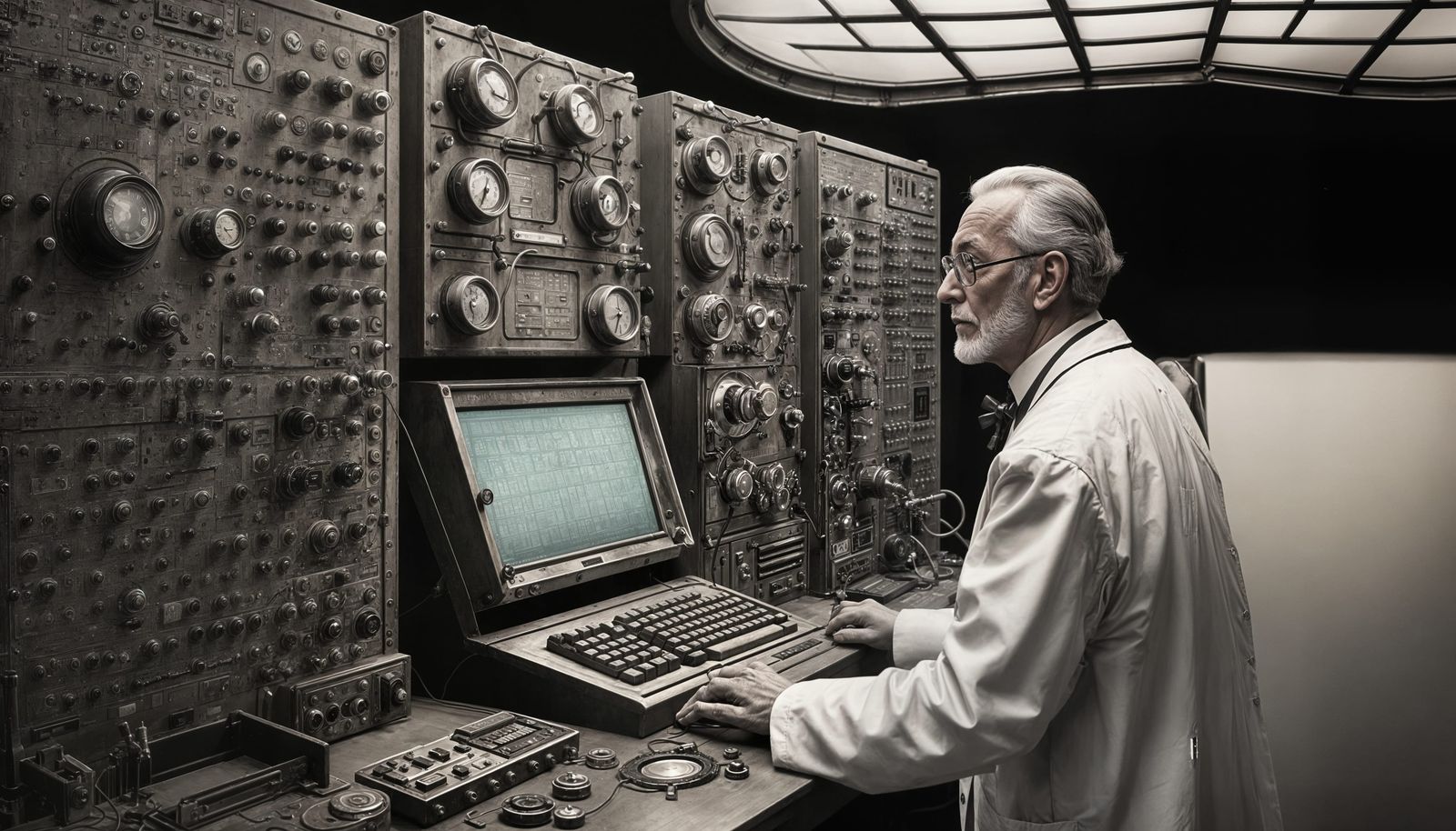 Steampunk Scientist and Retro Virtual Reality Console