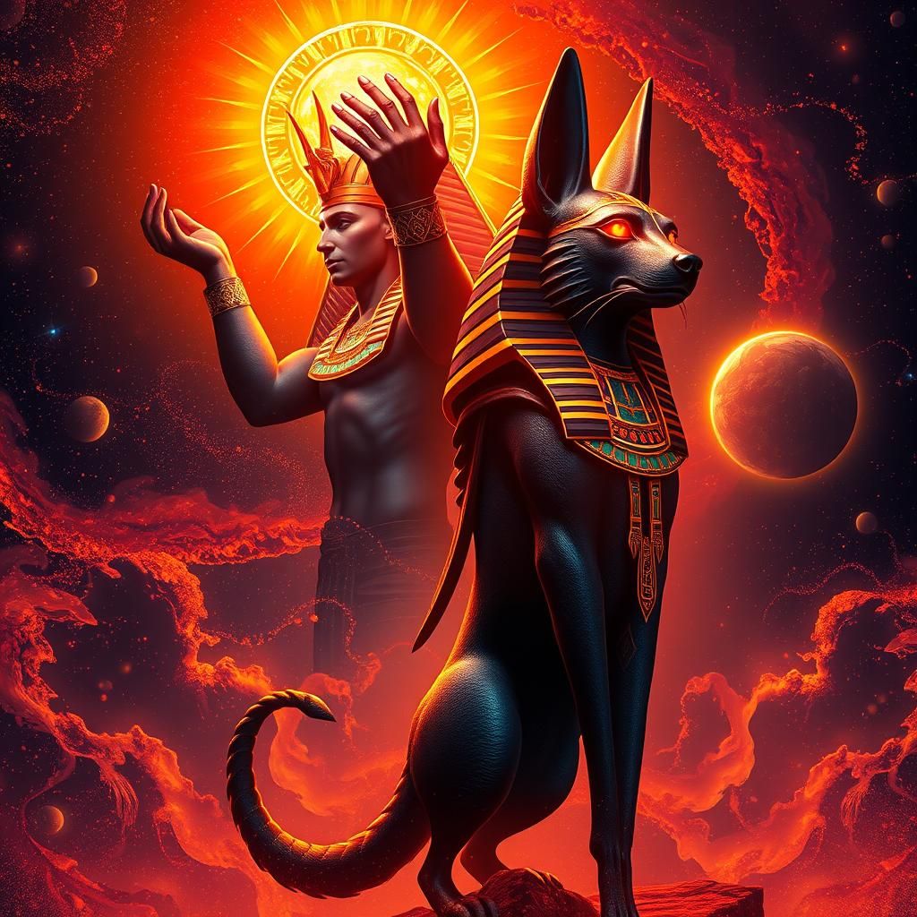 Ra and Anubis as Cosmic Gods in Space