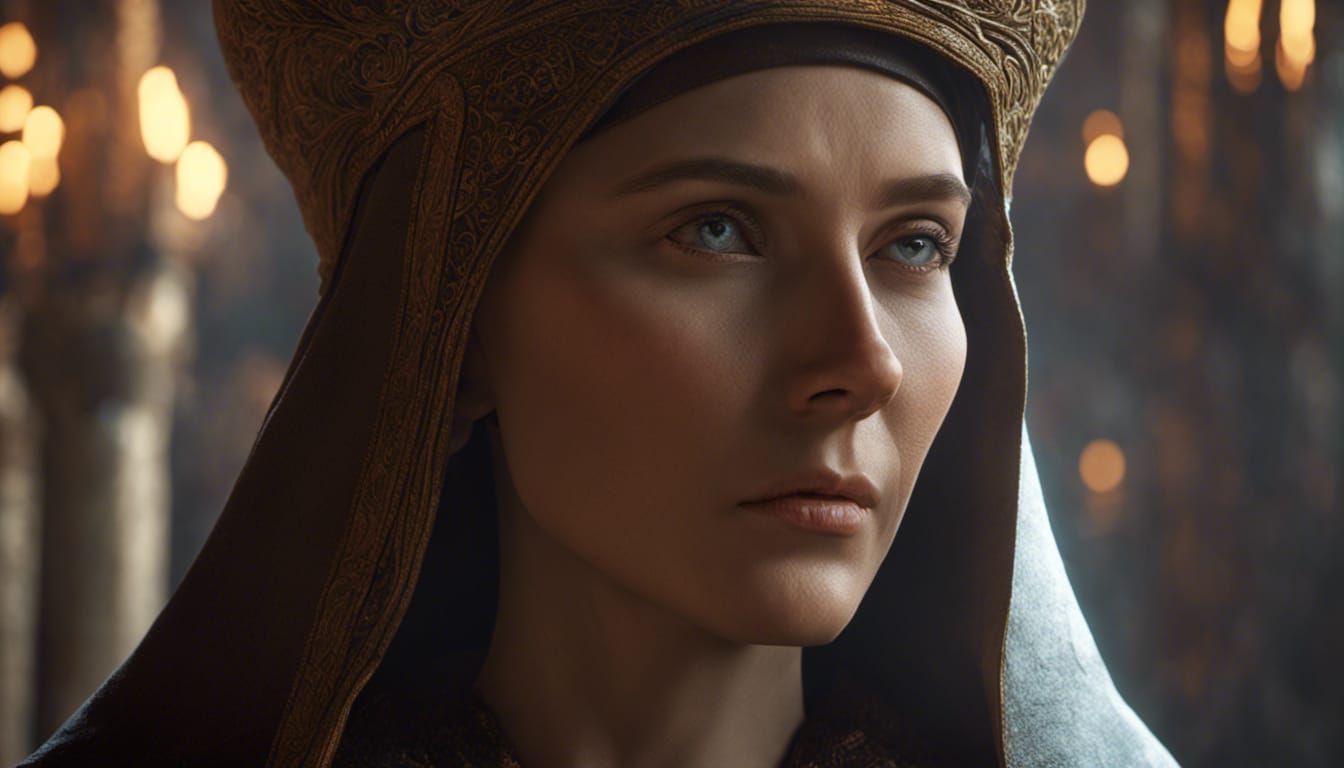 Medieval Midwife Close-Up: Vivid 3D Rendering