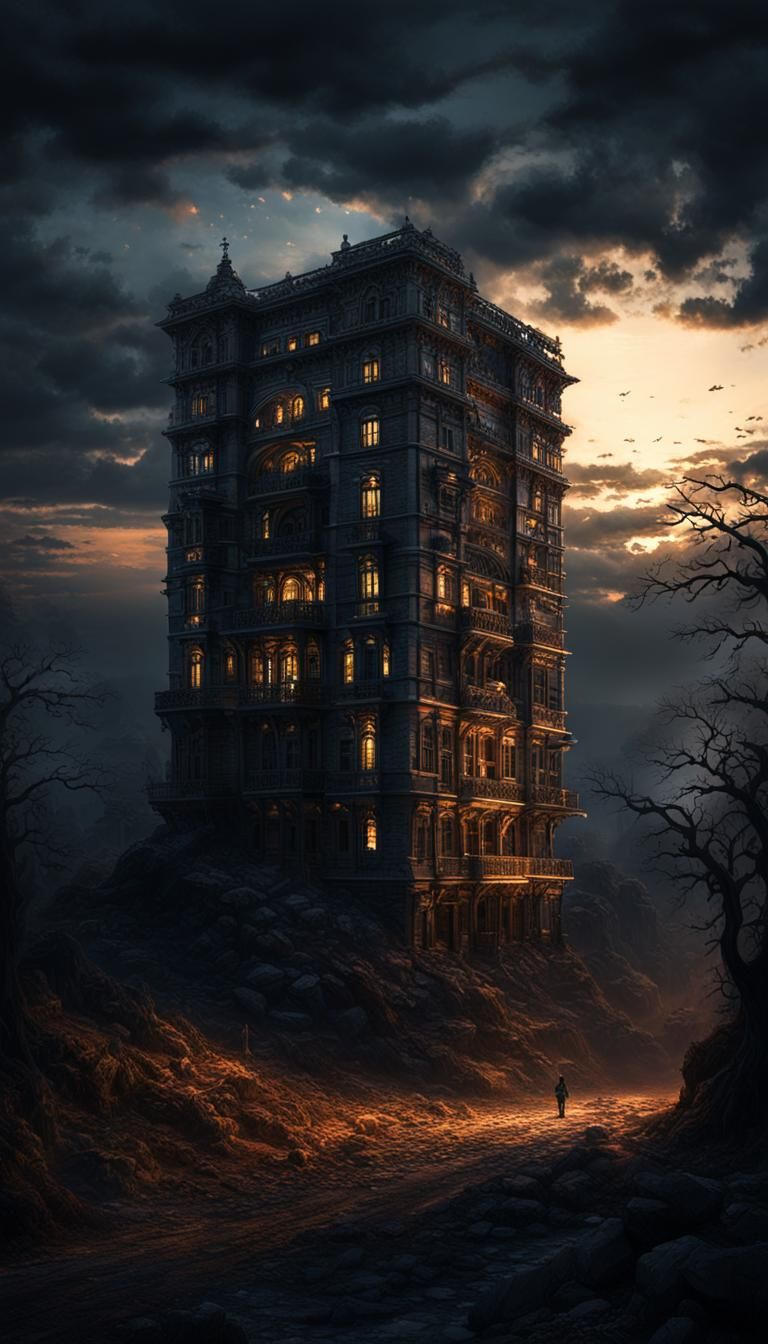 Hyperrealistic Last Ray of Light Swallowed by Night