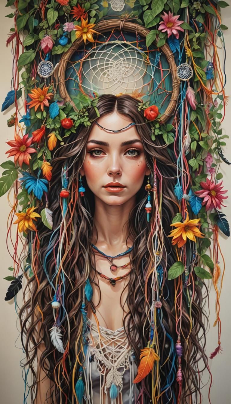 Vibrant Tapestry of Colorful Strings in Oil Painting