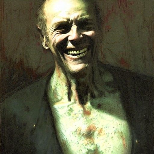 Sinister Smiling Man Oil Painting