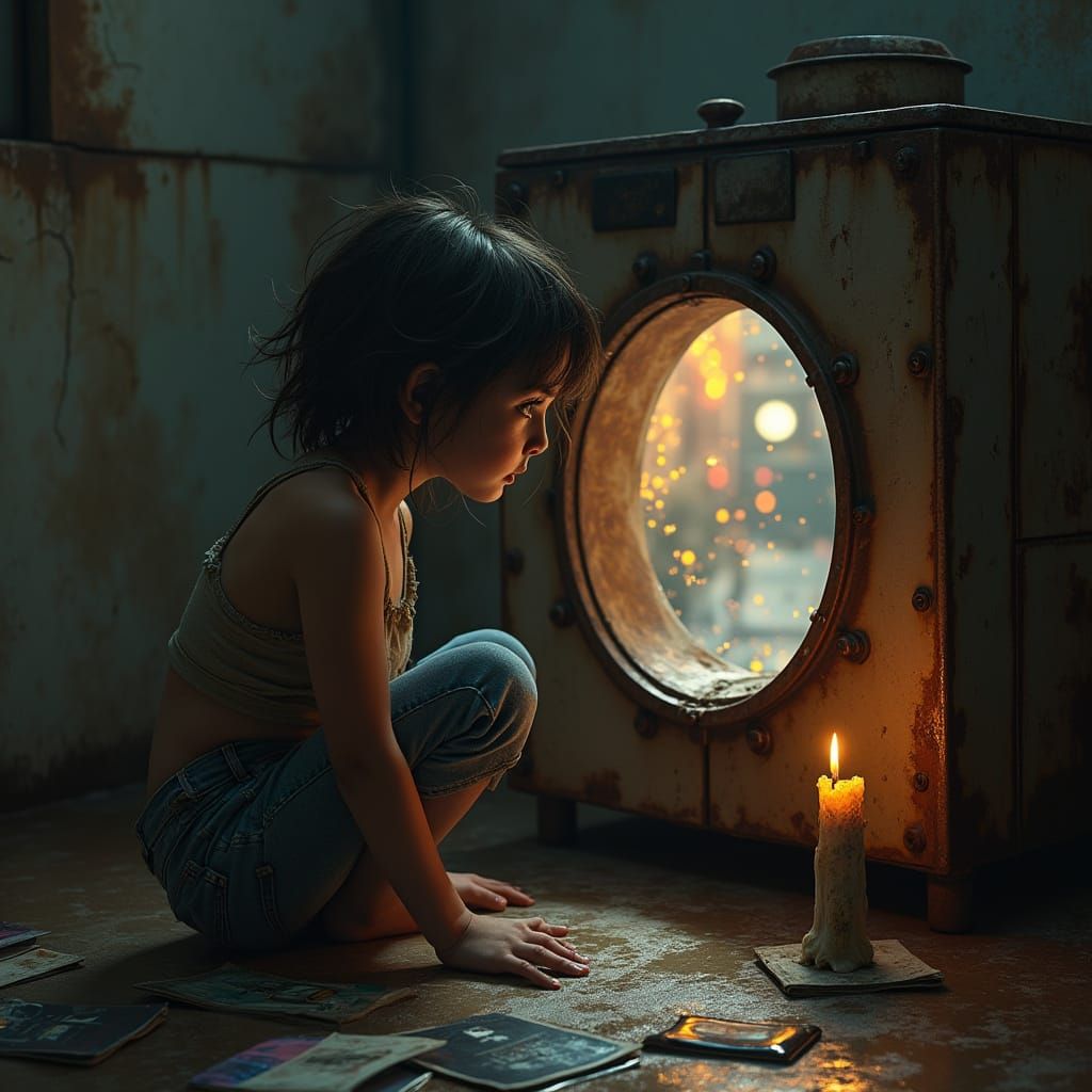 Girl in Gritty Urban Oasis