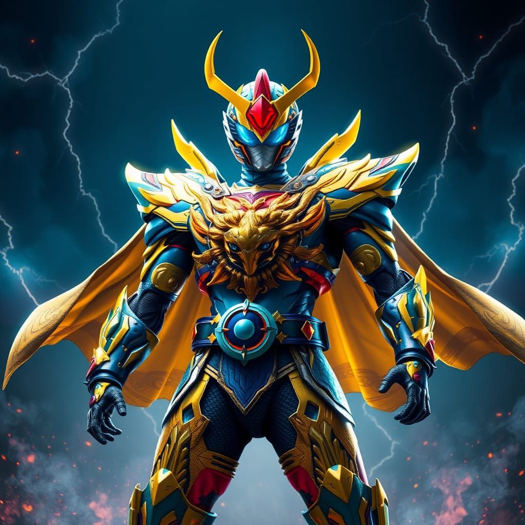Kamen Rider Perseus with Medusa Shield in Fantasy Art