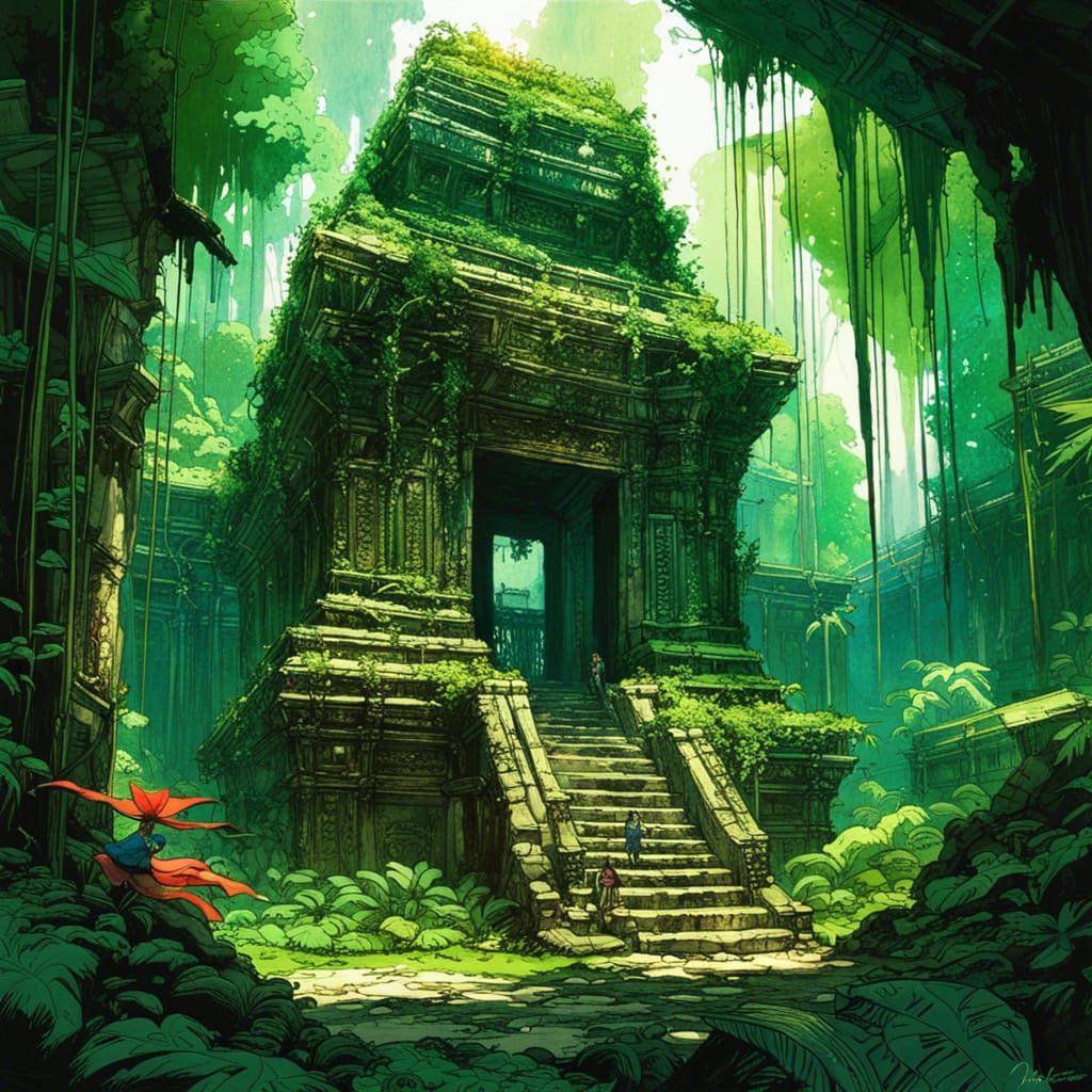 Lush Jungle Temple Ruins: A Fantasy Masterwork
