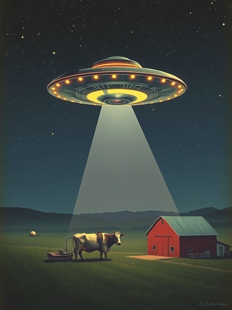 Vintage Sci-Fi: Flying Saucer Abducts Cow