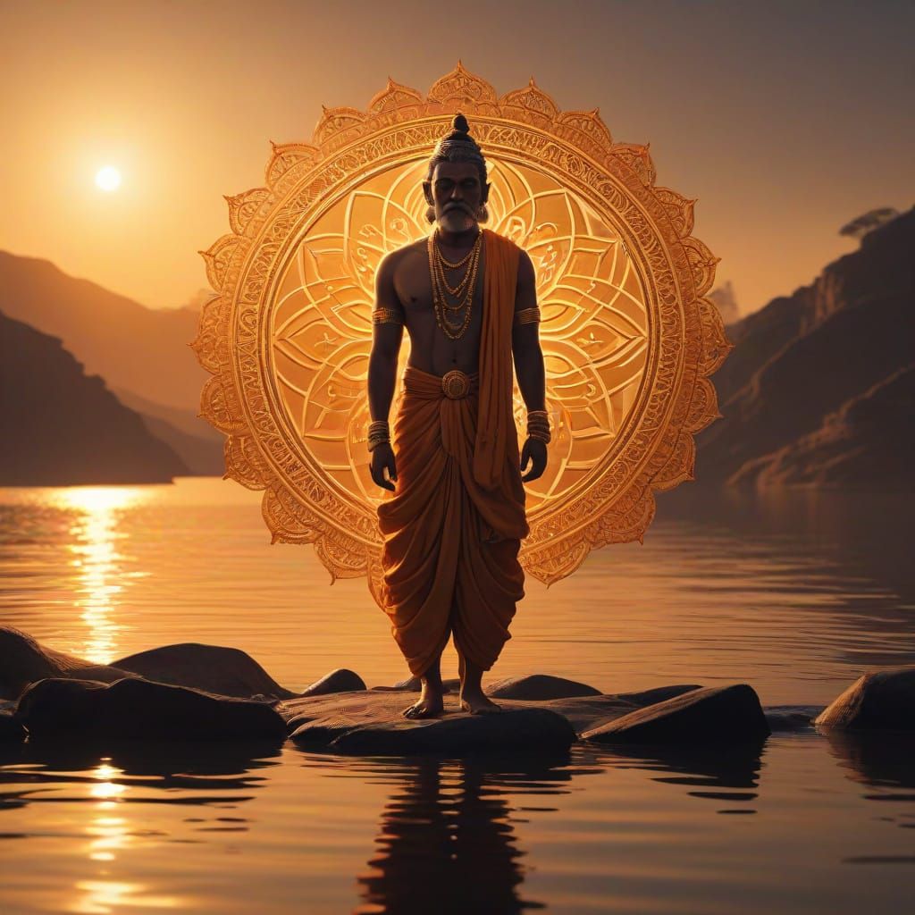 A lotus blooms amidst cosmic tranquility