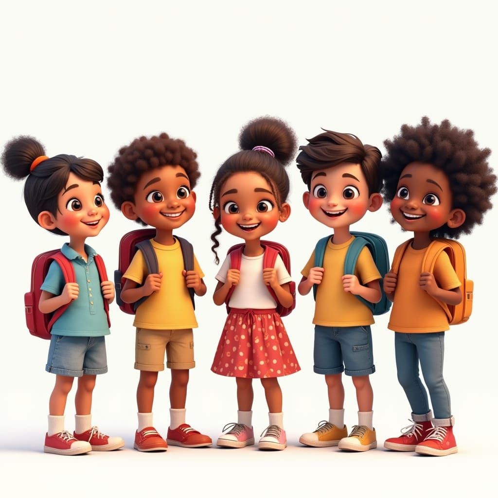 Smiling Diverse Children in 3D Illustration