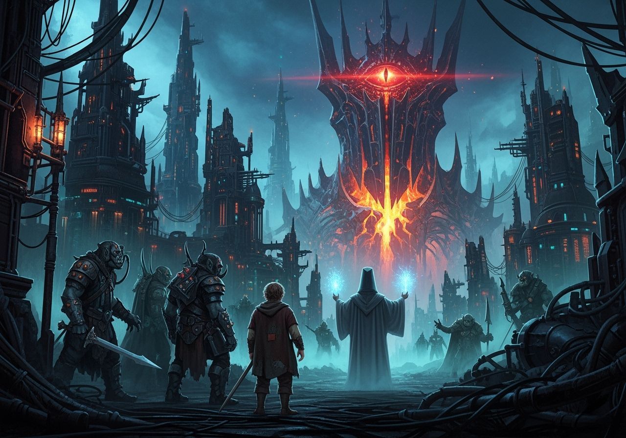 Middle-earth Cyberpunk: Hobbit, Orcs, and Tower