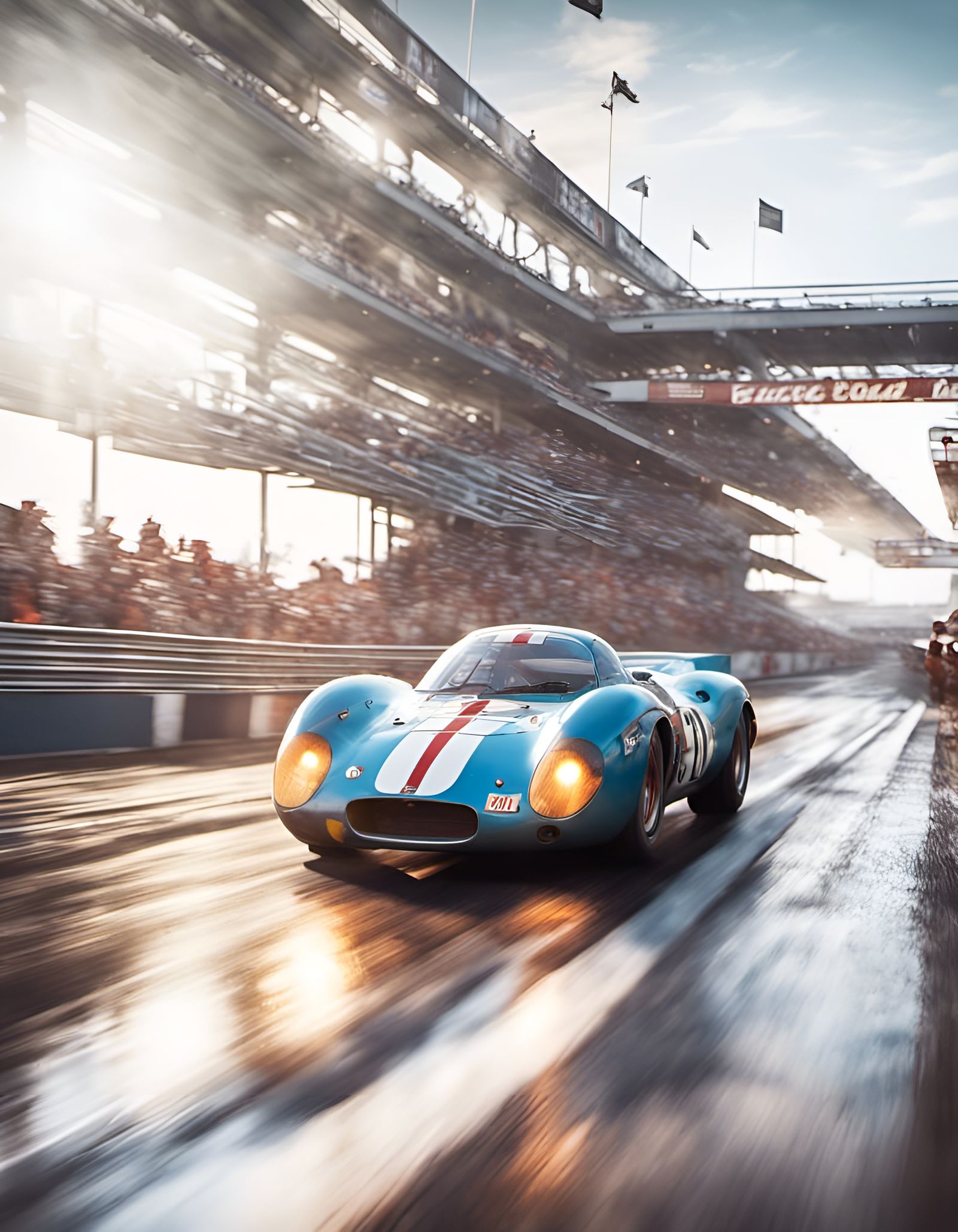 1960s Le Mans Racing Cars in Hyperrealistic Style