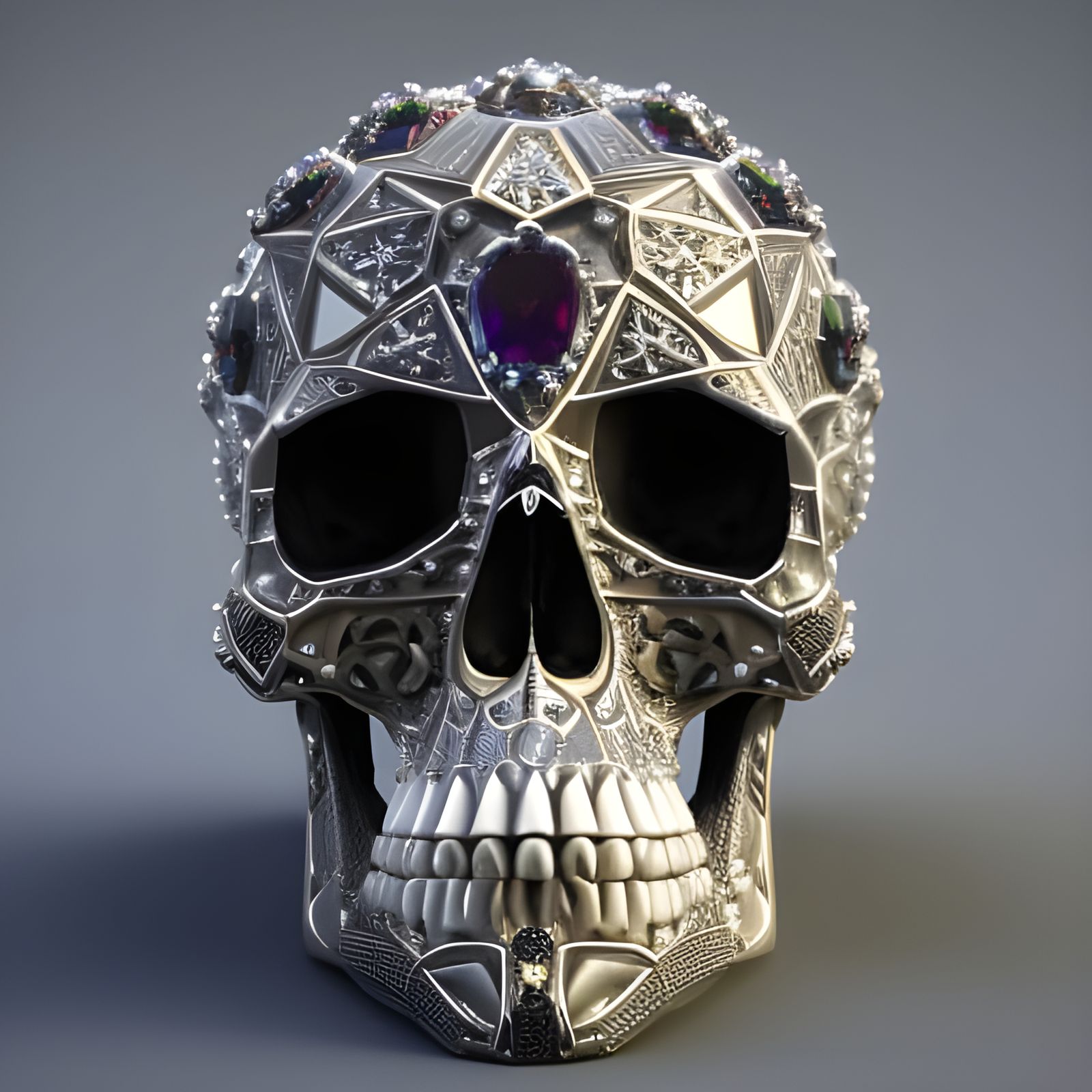 Gemstone Skull: Hyper-Detailed 3D Rendering