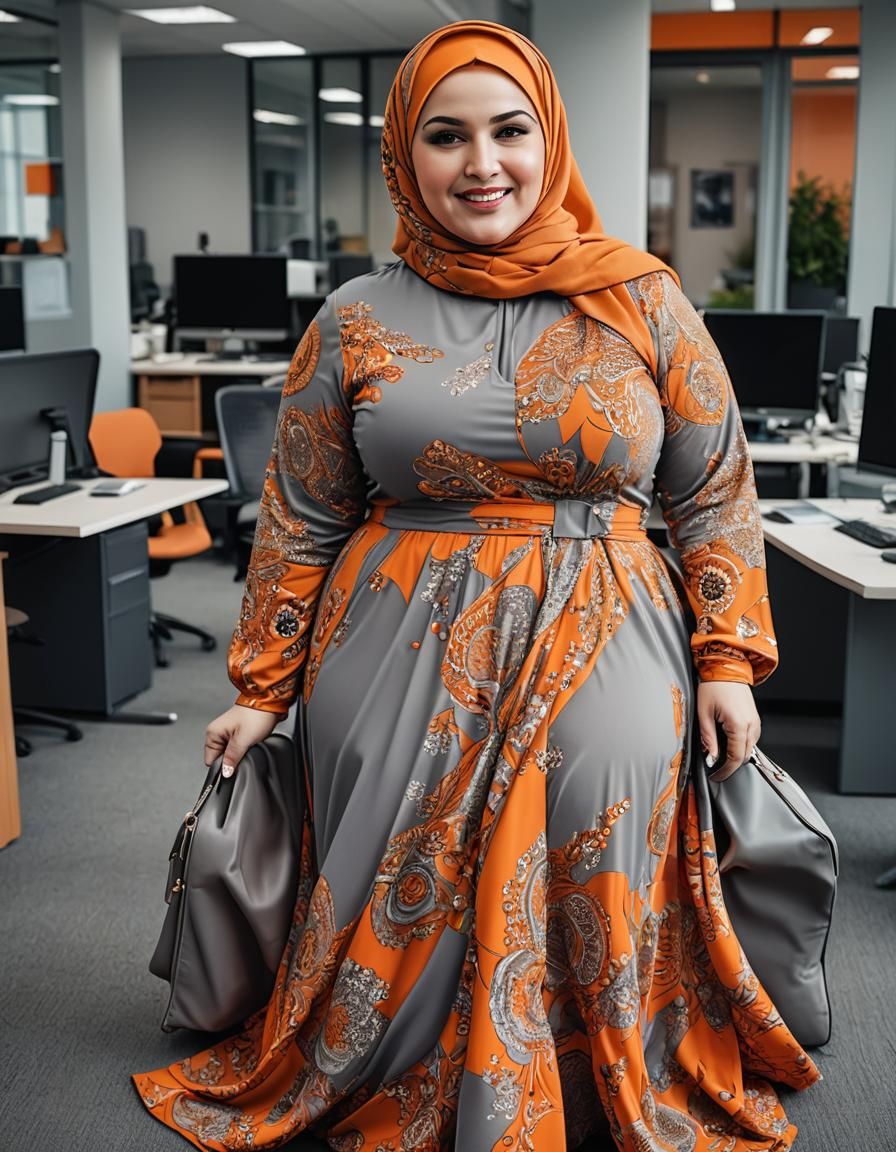 Pop Art Portrait of Woman in Hijab at Work