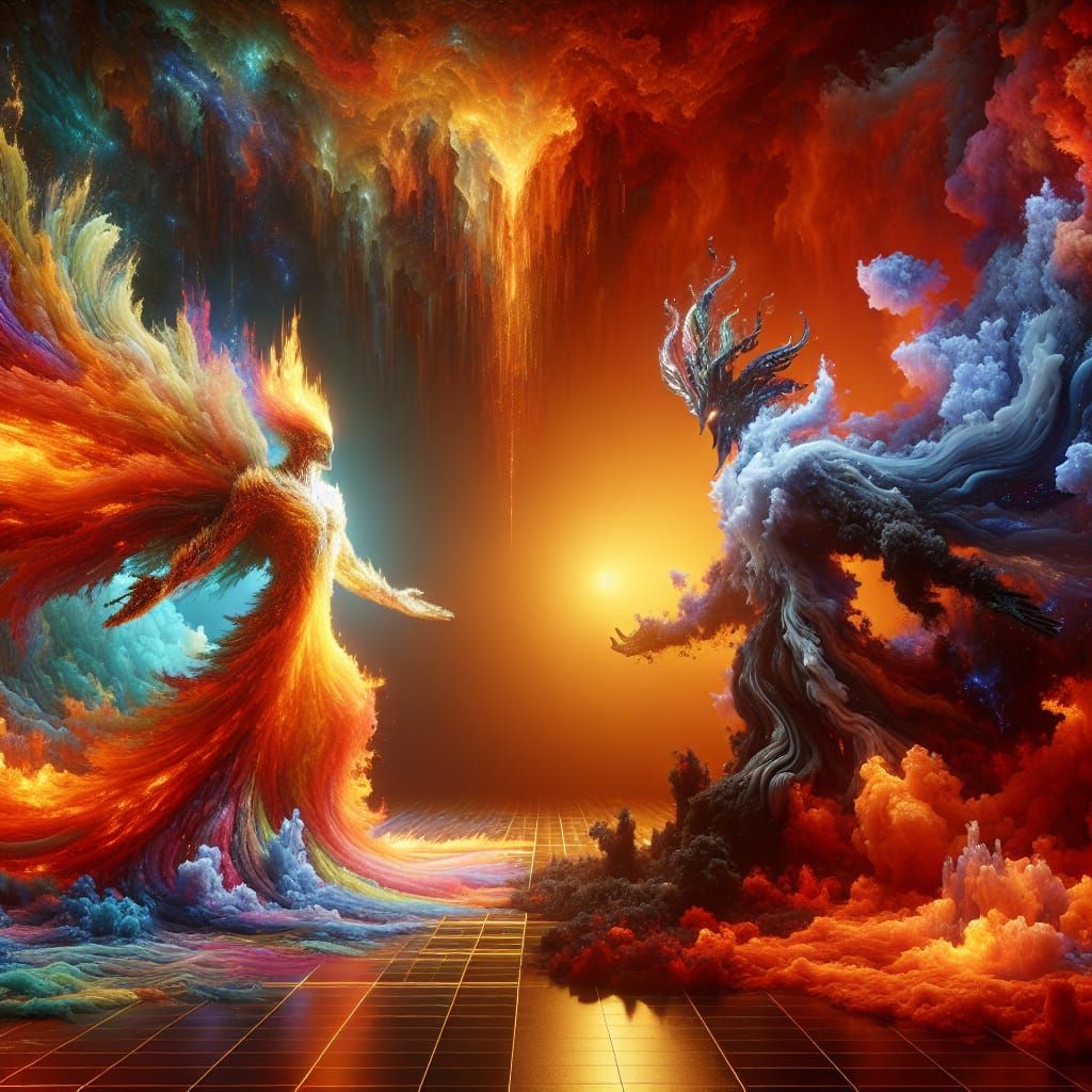 Elemental Gods Clash in Concept Fantasy Art