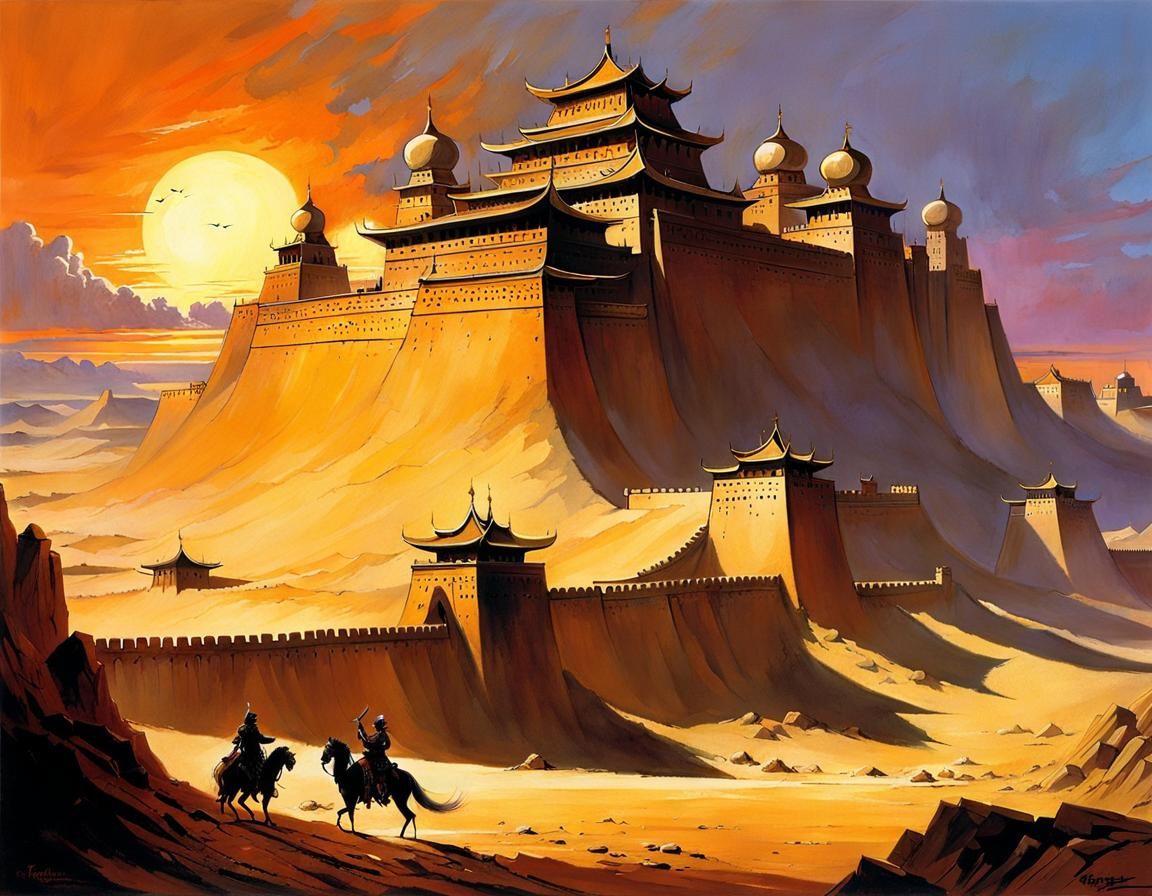 Desert Fortress-Monastery at Sunset
