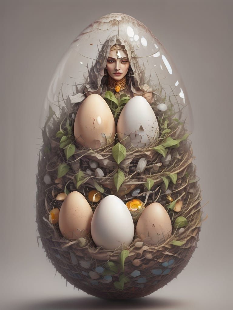 Beautiful Woman Adorned with Eggs