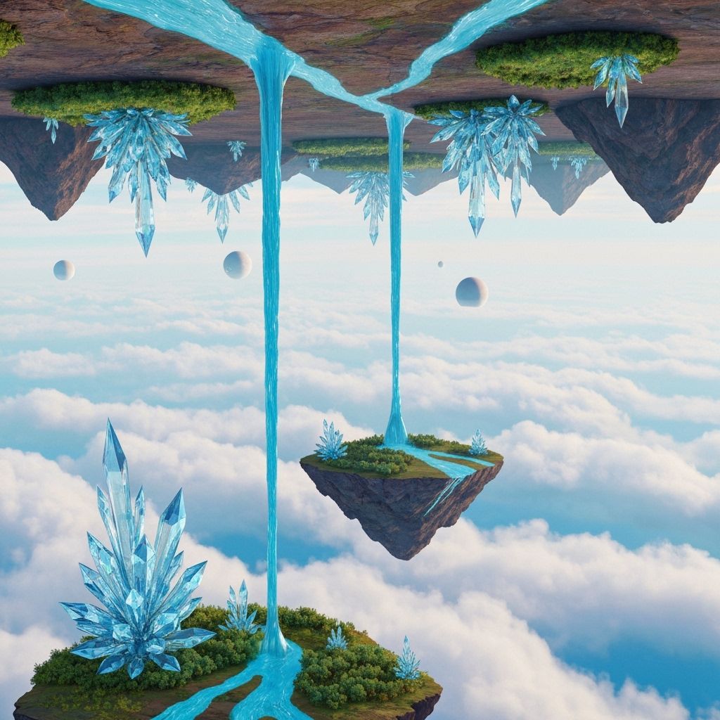 Surreal Upward Flowing Rivers in a Reversed Gravity Landscap...