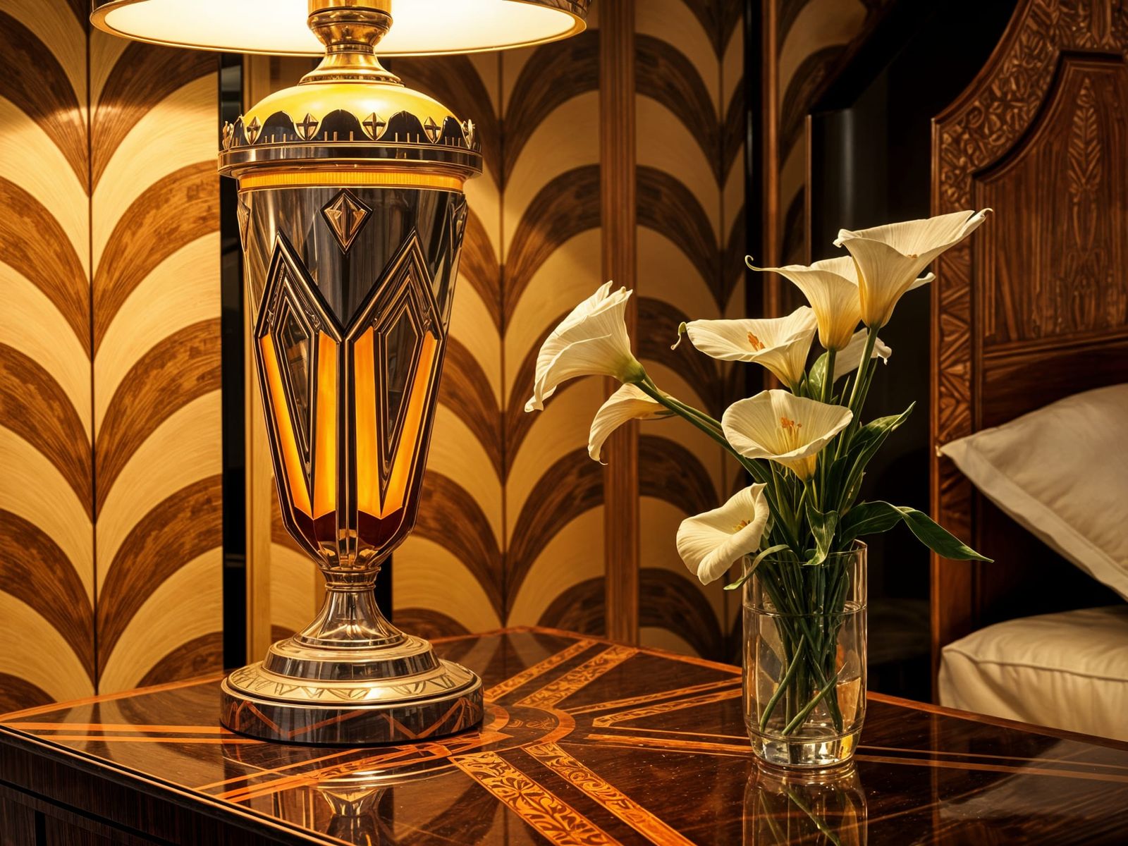 Art Deco Lamp on Mahogany Table