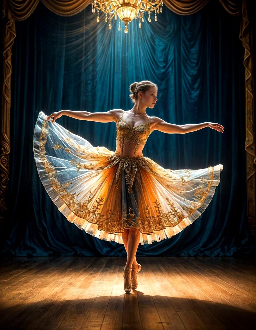 Ballerina in Spotlight: Surreal Theatre Portrait