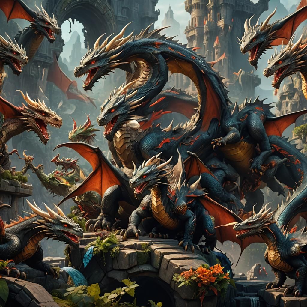 Fantastical Dragons in Detailed Matte Painting