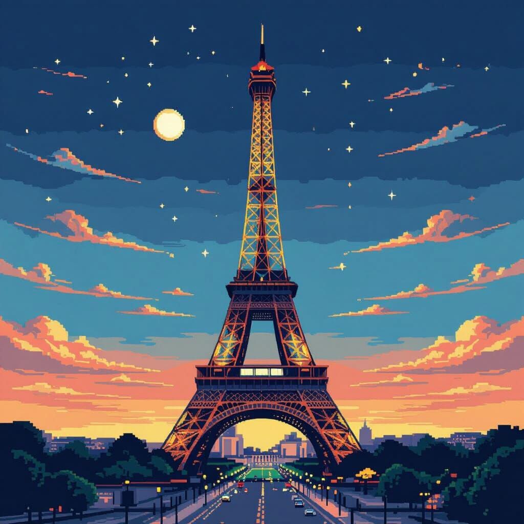 8 Bit Eiffel Tower Pixel Art