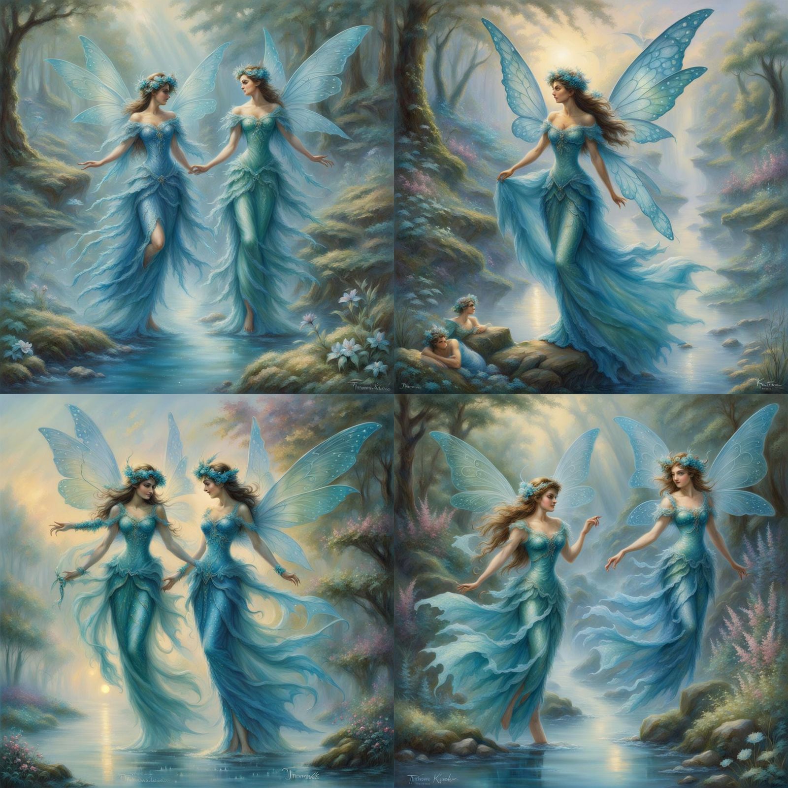 Ethereal Water Fairies in Blue and Turquoise