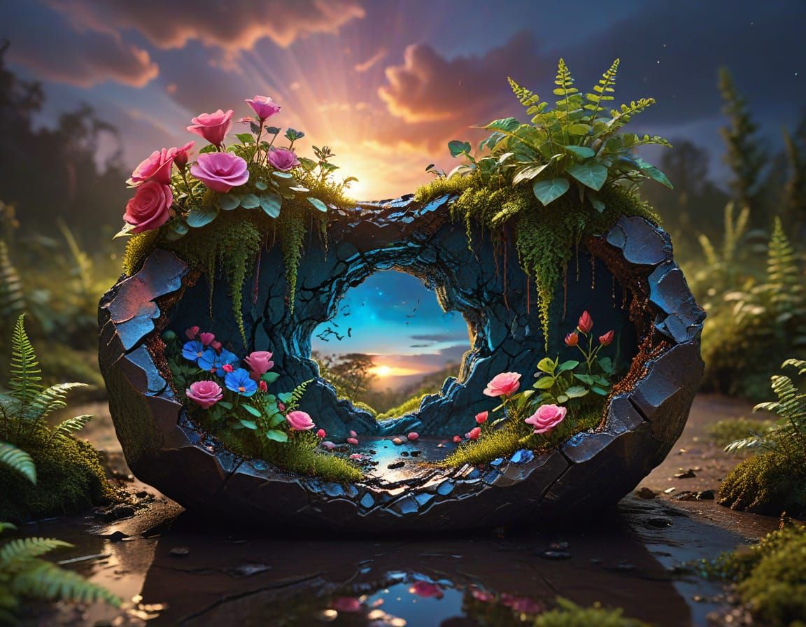 Miniature Forest Inside Meteorite Geode