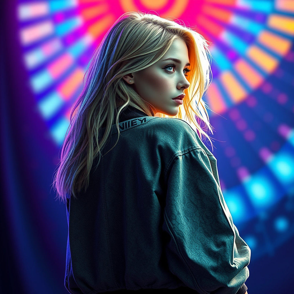Blonde in Vintage Nike Bomber Jacket: Hyperrealistic Portrai...