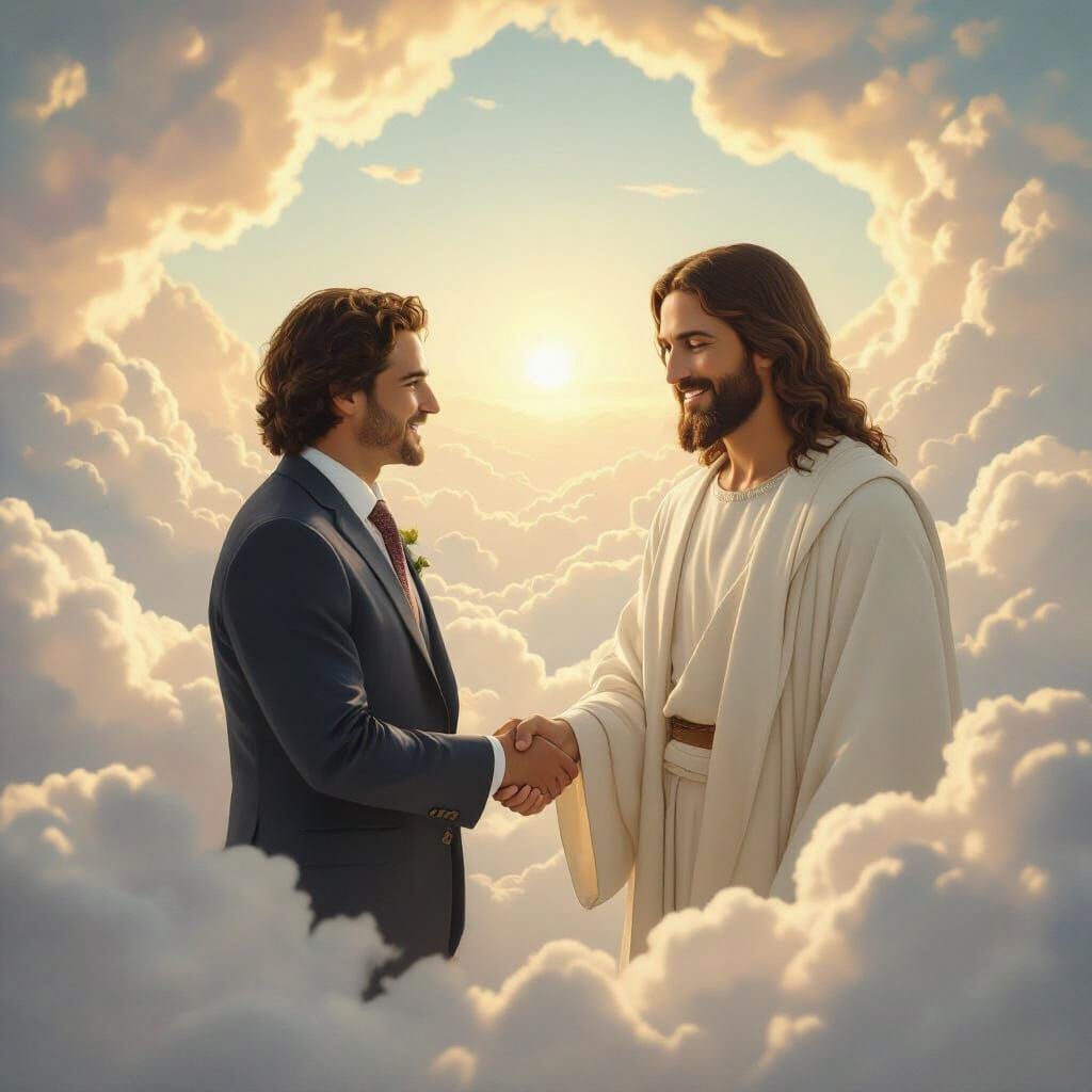 Charlie Kirk Meets Jesus in Ethereal Cloudscape