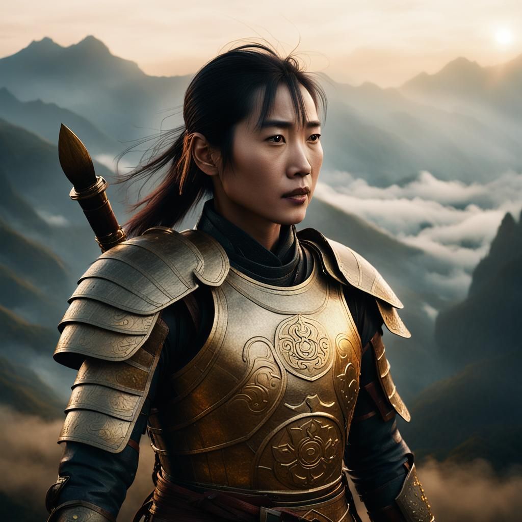 Asian Paladin with Jian Sword, Cinematic Film Still