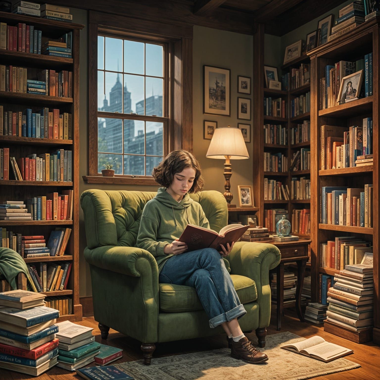 Cozy Bookworm in a Sea of Literature