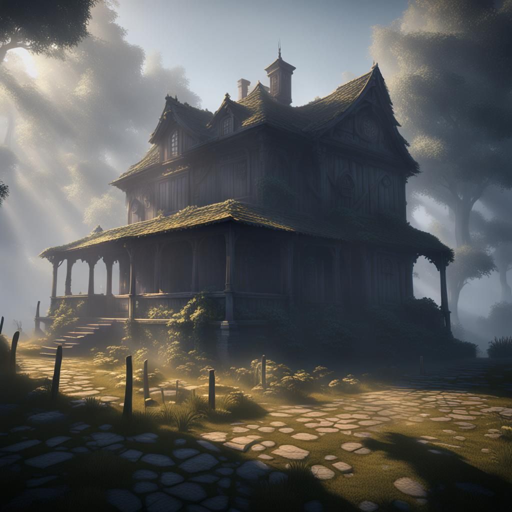 Misty Mysterious House with 3D Shading