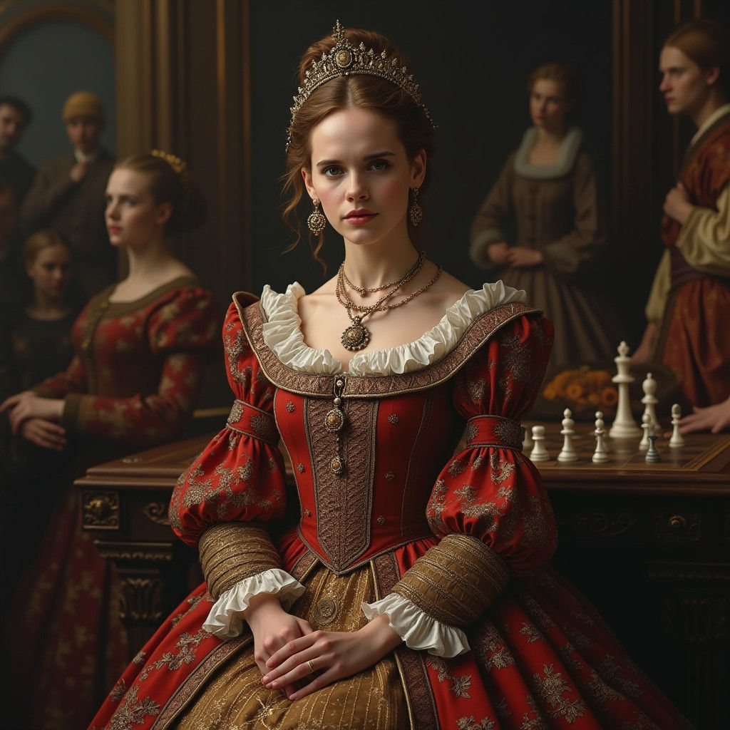 Emma Watson as Chess Player in Renaissance Art