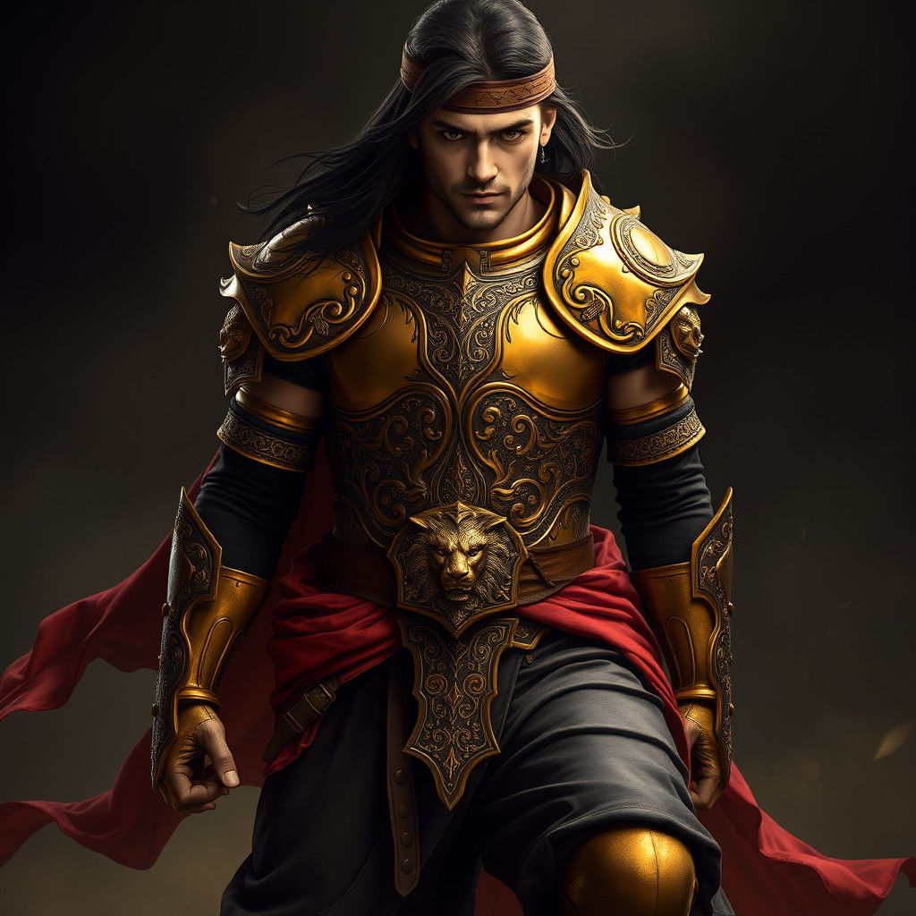 Regal Warrior Prince in Golden Armor