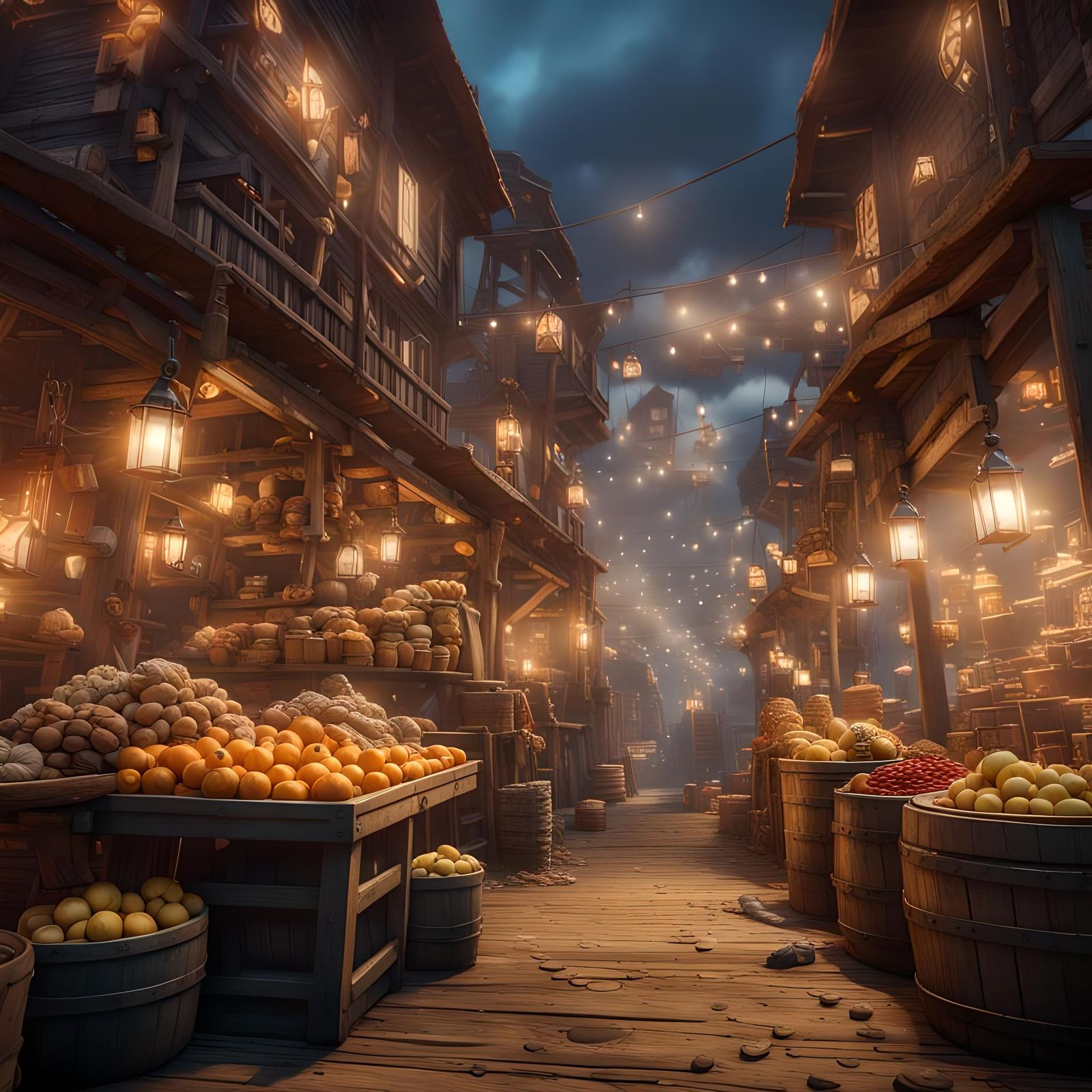 pirate city market, vibrant