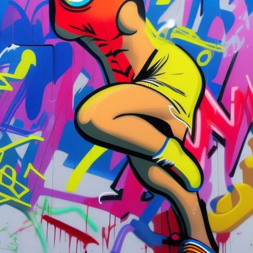 Cheerleader in Graffiti Art Style