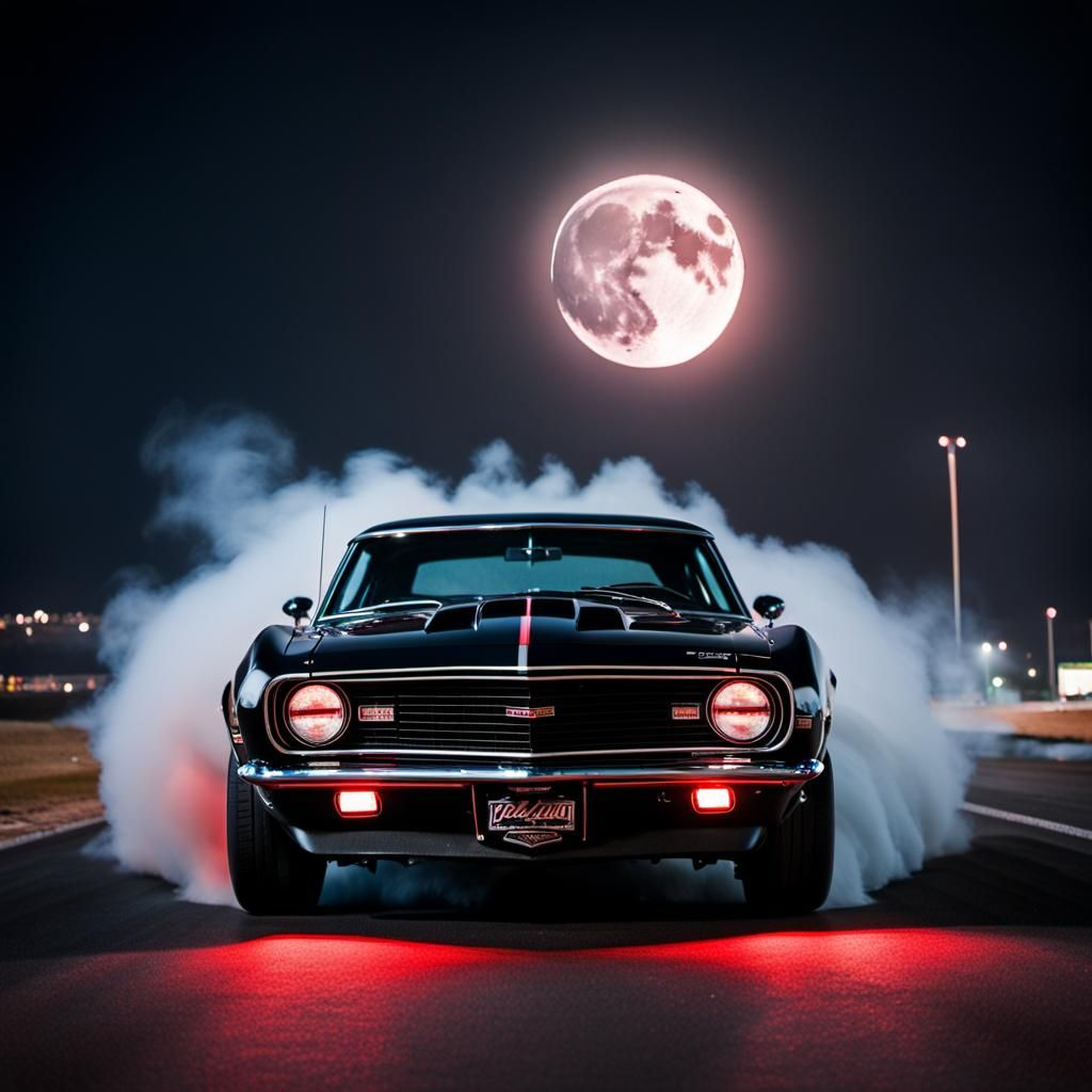 Classic 1967 Camaro Burnout at Night