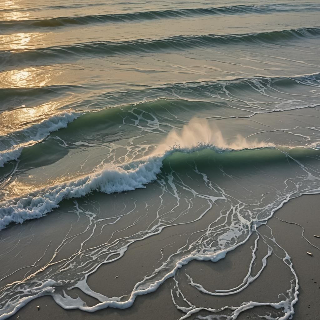 Hyperrealistic Seascape at Dawn: A Colorful Splash Art