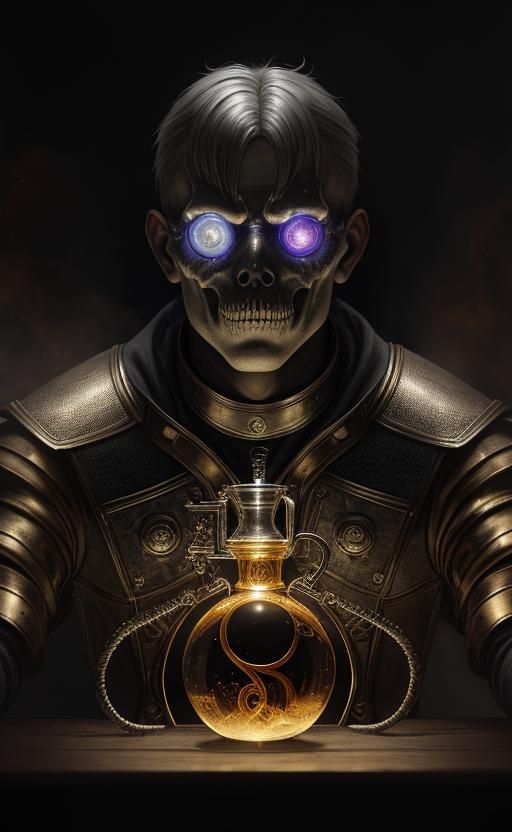 Medieval Alchemist Portrait in Sepia Photography Style