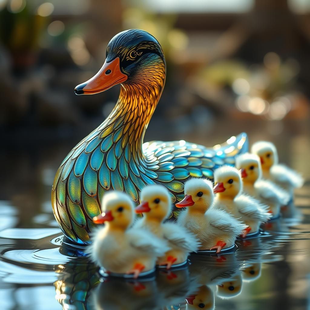 Mother duck with ducklings