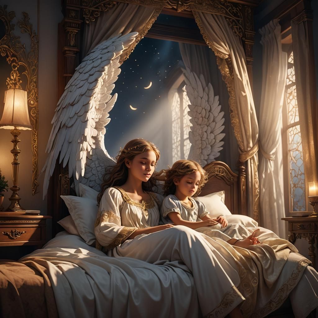 Angel Protecting Child: Fantasy Concept Art
