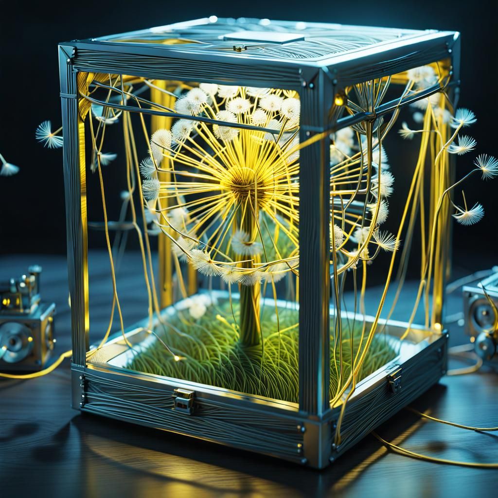 Mechanical Dandelions Escape String Box: 3D Render
