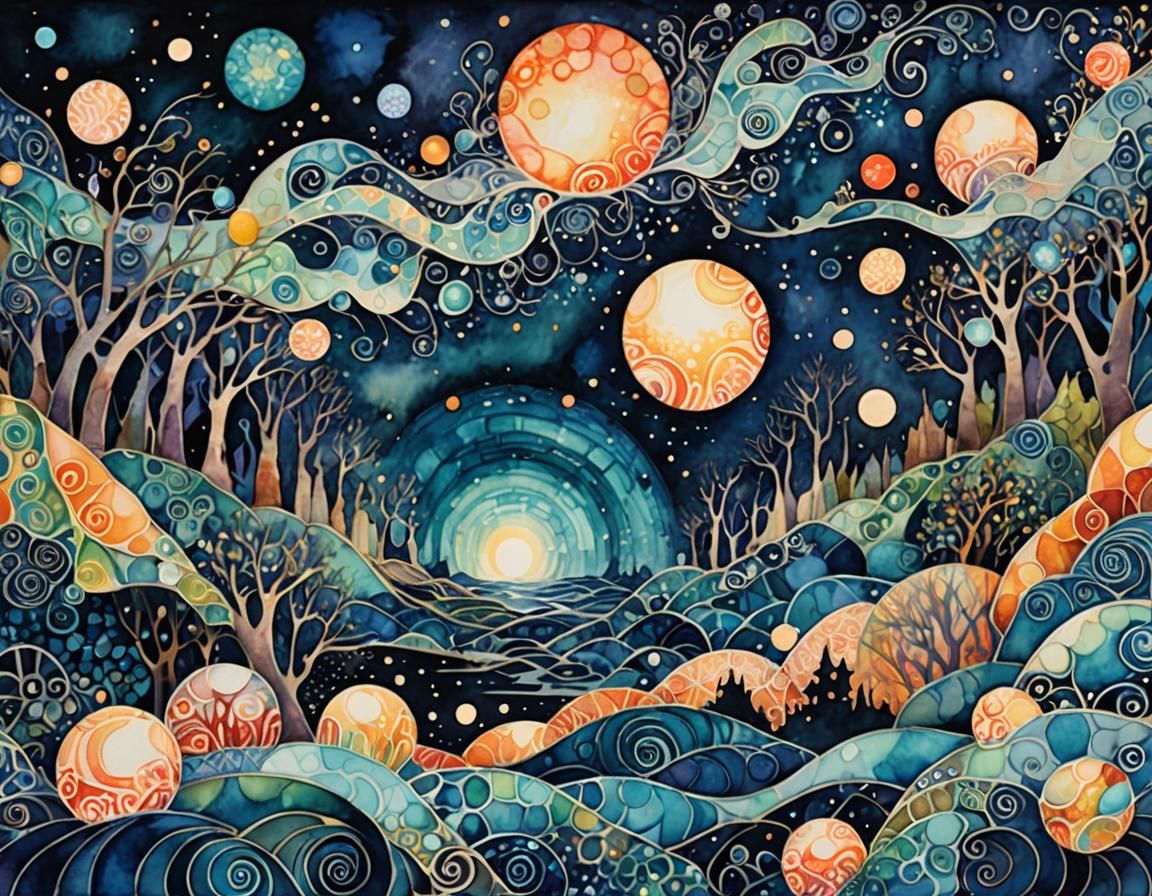 Abstract Surrealist Art: Fantasy Stories in Watercolor