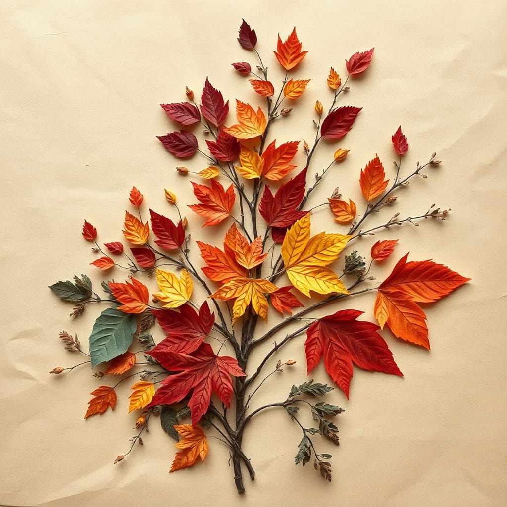 Autumn Collage Art with Natural Elements